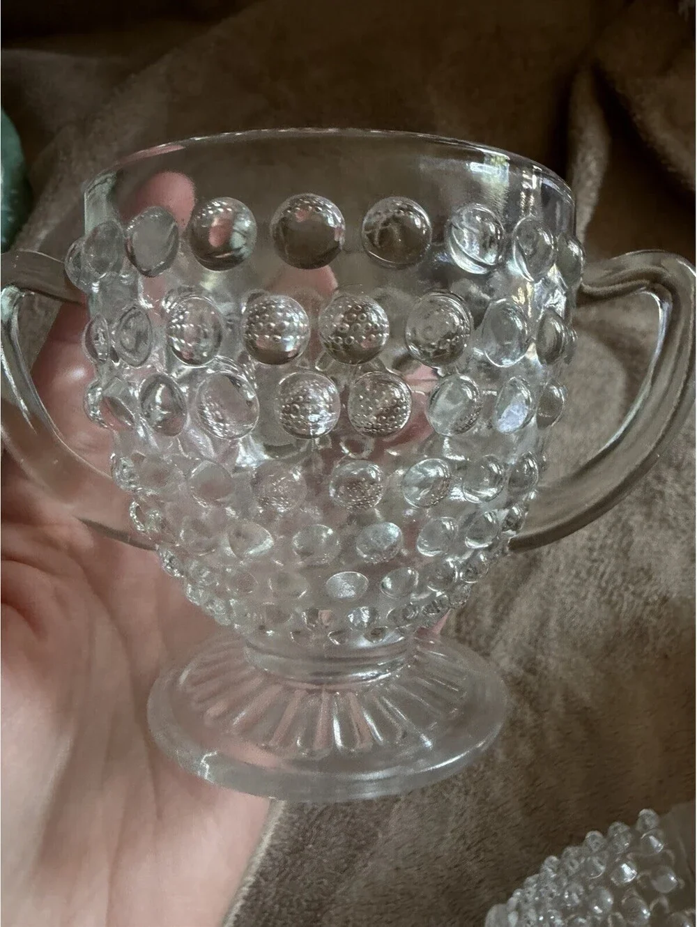 Vintage Moonstone Opalescent Hobnail Sugar Anchor Hocking 1941-1946 USA
